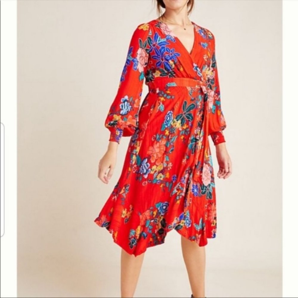 Anthropologie Floral Wrap Dress 2P
